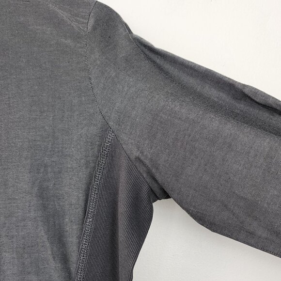 Cutter & Buck Womens M Fitted Gray Button-Up Shirt Roll Tab Sleeve Golf Preppy - Picture 10 of 11
